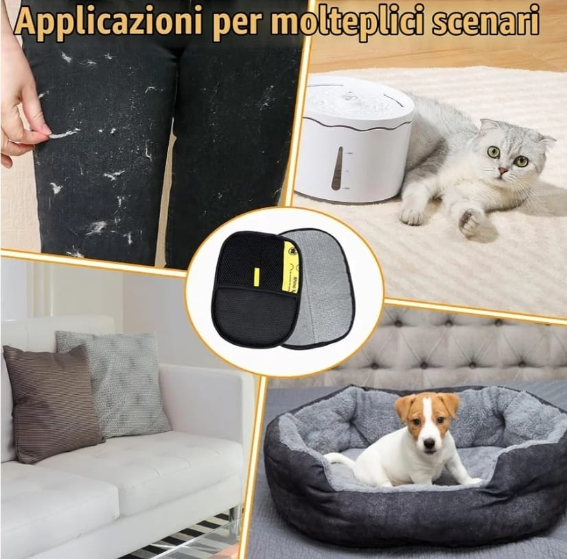 Guanto Raccogli-Peli per cani e gatti riutilizzabile micro tessile antistatico ™