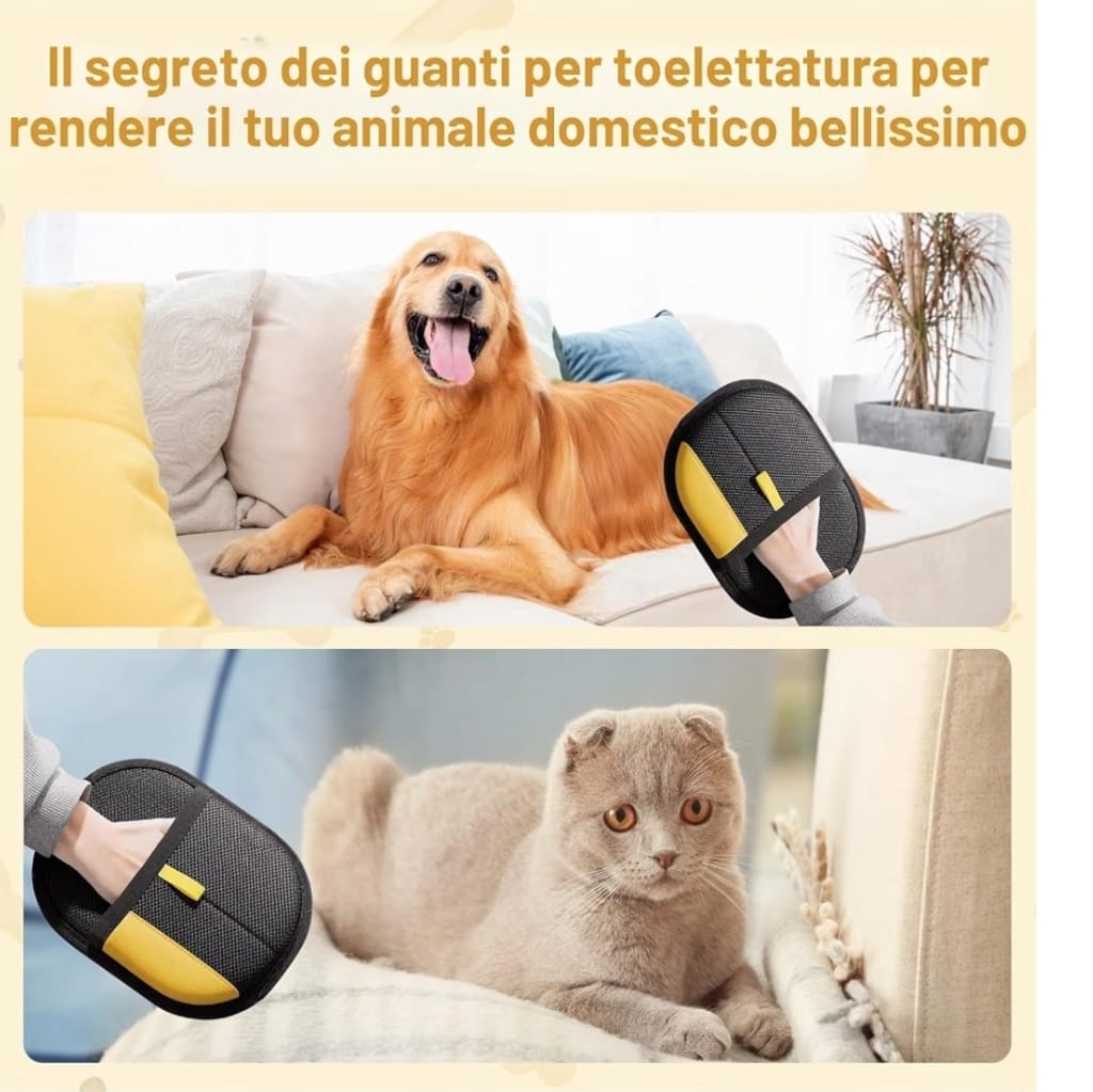 Guanto Raccogli-Peli per cani e gatti riutilizzabile micro tessile antistatico ™